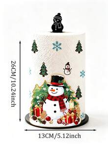 New Christmas Snowman Paper Towel Holder, 2D Flat Christmas Snowman Print Paper Towel Holder, Acrylic Material Vertical Roll Paper Storage Rack, Kitchen Dining Table Decor Ornament, Easy Installation, Suitable For Christmas Party Home Room Decoration (Paper Towels Not Included) - Multicolor - View 7