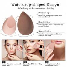 Makeup Beauty Sponge, 2/4 Pcs Foundation Sponge For Liquid, Cream And Powder, Teardrop & Flat Cut Cosmetic Sponge - Multicolor - View 6