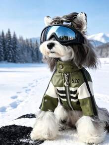 2pcs Cool Pet Racing Jacket With Goggles Set, Fashionable Outdoor Colorblock Zipper Photo Outfit, Suitable For Cats And Small To Medium Dogs - Multicolor - View 10