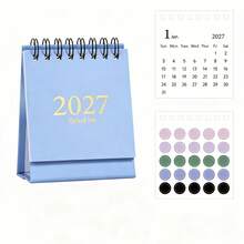 2027 English Mini Desk Calendar, Minimalist Morandi Style Desktop Ornament, Portable Small Calendar, 6 Colors Available - Single Piece - View 11