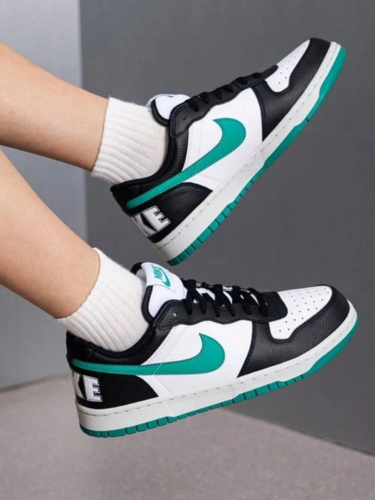 Nike Big Low Comfortable Versatile Low-Top Sneakers Men's Multi-Color - Black, White and Green - View 1