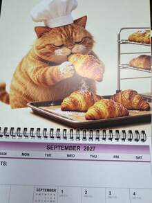2027 Wall Calendar Cat Chef Cooking Dough And Eggs - Suitable For Home Or Office, Christmas And New Year Gift, Cute Aesthetic For Pet Lovers, Fun Design, Hanging, Desktop, Christmas, Christmas - Multiple Styles - View 7