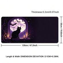 Halloween Gothic Purple Full Moon Large Rubber Desk Mat, Black Cat Bat Candle Window Pattern Extended Gaming Mouse Pad, Non Slip Rubber Base Table Protector For Laptop Computer, Mystic Witchy Halloween Desktop Decor Gift - View 10