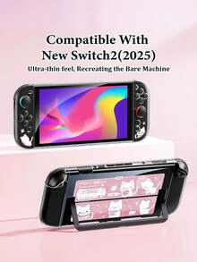 Ayotu Pink Cartoon Cat Game Console Pattern Protective Case, Compatible With Switch, Compatible With New Switch 2 (2025)/Switch NS/Switch OLED, Can Be Installed On Dock Without Removing Protective Case, Universal Game Controller Protective Cover, Switch Game Accessories, Anti-Drop, Anti-Slip, Anti-Scratch, Fashionable And Beautiful, Suitable For Autumn/Christmas/Back To School/Winter/Easter/Birthday Gifts And Other Occasions - View 8