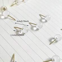 50/100pcs Clear Push Pins, Thumb Tacks For Bulletin Board, Stick Pins Thumb Tacks For Cork Board Wall Hangings, Office Tacks Pins For Desk Decor Organization - 50pcs - View 2