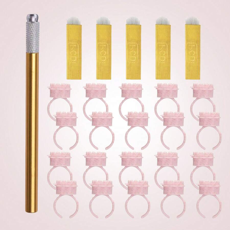 ATOMUS 1 Set PCD 14-Pin Tattoo Needle Blade, Magic Stick, Pink Pigment Cup, Tattoo Ink Palette, Eyelash Glue Holder, Manual Pen, Semi-Permanent Makeup Tools - Multicolor - View 1