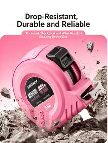 1Pc Retractable Tape Measure, Compact Design Feature Steel & Plastic Material, Minimalist Cute Style Pink Color Portable Size Dual Lock Detail Measuring Ruler For Home Craft DIY - Pink Tape Measure - View 5