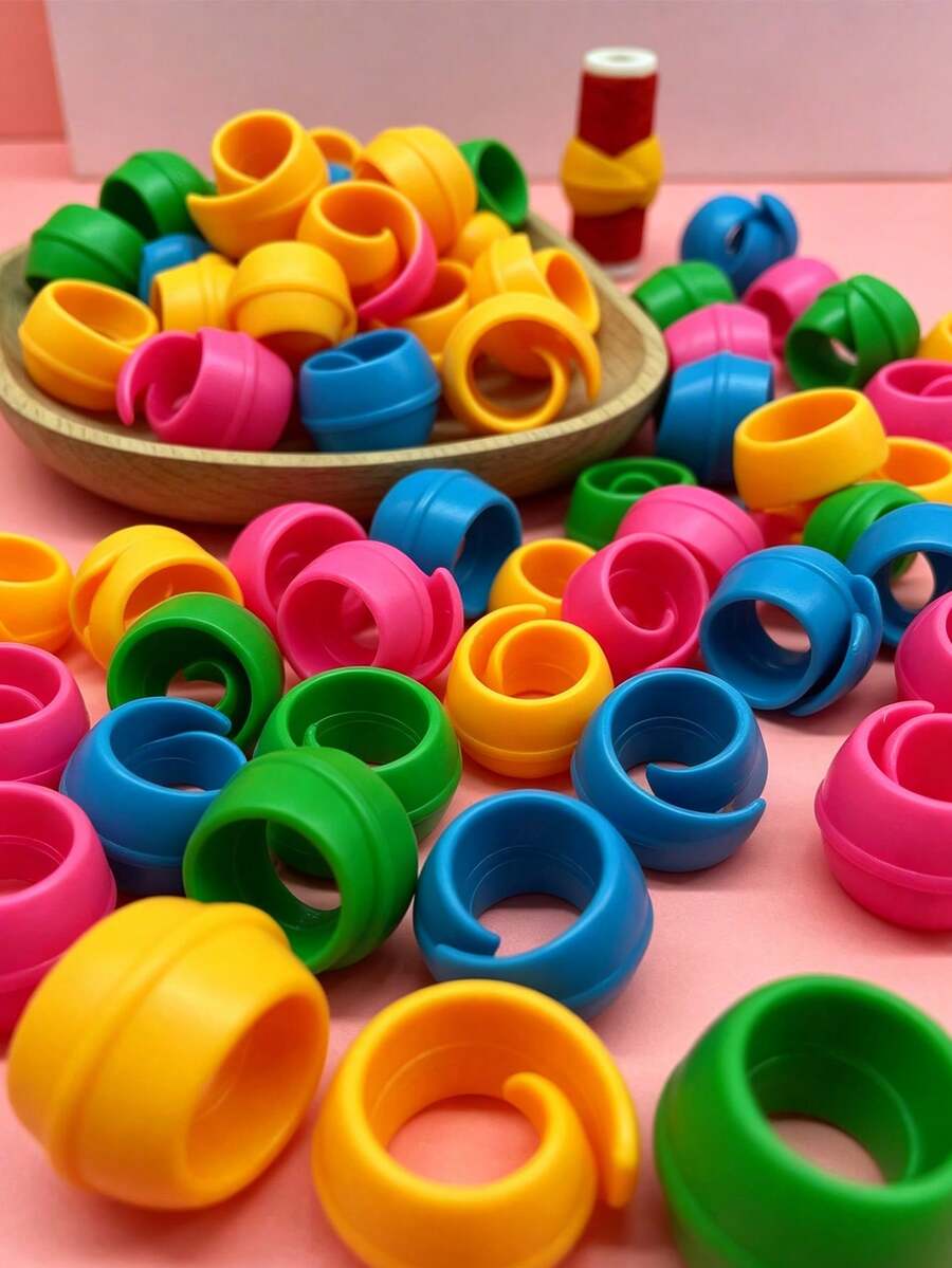 10pcs Flexible Silicone Thread Clips, Red Yellow Blue Green 4 Colors Optional, Reusable Anti-Tangle Thread Spool Holder, Sewing Embroidery Thread Management Supplies, For Sewing, Embroidery And Needlework Storage - Silicone Spool - View 1