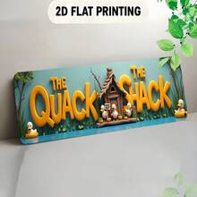 Vintage 2D Flat Sign, Content "The Quack Shack, Featuring Duck And Cottage". This Metal Plaque Is Suitable For Various Locations, Such As Home, Farm, Bathroom, Cafe, Garage, Porch And Bedroom. It Is Durable - A - View 3