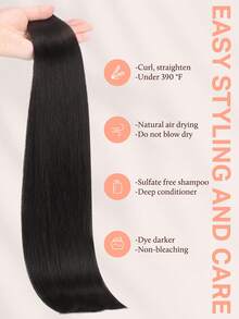 DOORES Halo Human Hair Extensions Invisible Wire With Transparent Headband, Real Remy Hair Seamless Adjustable Size Removable Clips 12-22 Inch - S1B - View 5