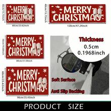 1pc Christmas Series Red Background Merry Christmas Text Pattern Printed Faux Wool TPR Bottom Doormat, Bathroom Mat, Kitchen Mat, Laundry Room Mat, Holiday Atmosphere Decor, Home Decor, Party Decor, Wedding Decor, Dining Kitchen Decor - Multicolor - View 13