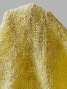 DONICY Women's Light Yellow Crew Neck Short Sleeve Button Knit Sweater Cardigan, Elegant Outfit For Spring Summer Casual Tops - Yellow - View 3