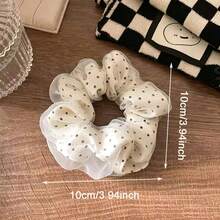 Polka Dot Mesh Double Layer Fashion Fabric Hair Scrunchie, Multi-Functional Suitable For Party And Birthday, Ideal Mother's Day Gift - Polka Dot Hair Tie - View 4