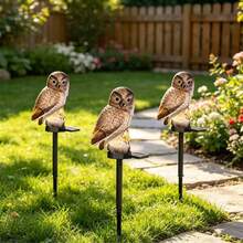 Solar Powered Owl Lawn Light Plastic Realistic Craft Outdoor Glowing Decorative Lamp Garden Landscape Light Light Control Sensor Ground Stake Light Animal Model Landscape Light Festival Atmosphere Light - Resin Owl Lawn Light - View 11