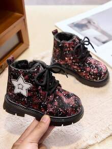 Children's Boots, Ankle Boots, Autumn/Winter New Style, Embroidered Pattern, Soft Sole, Boots - Burgundy - View 3