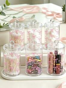 Bow-Adorned Storage Box-Ideal For Organizing Beauty Products Or Displaying Items On Your Desk. It Features A Transparent Design For Easy Visibility And Makes A Perfect Gift For Women For Christmas, Halloween, Or Thanksgiving. - Multicolor - View 1