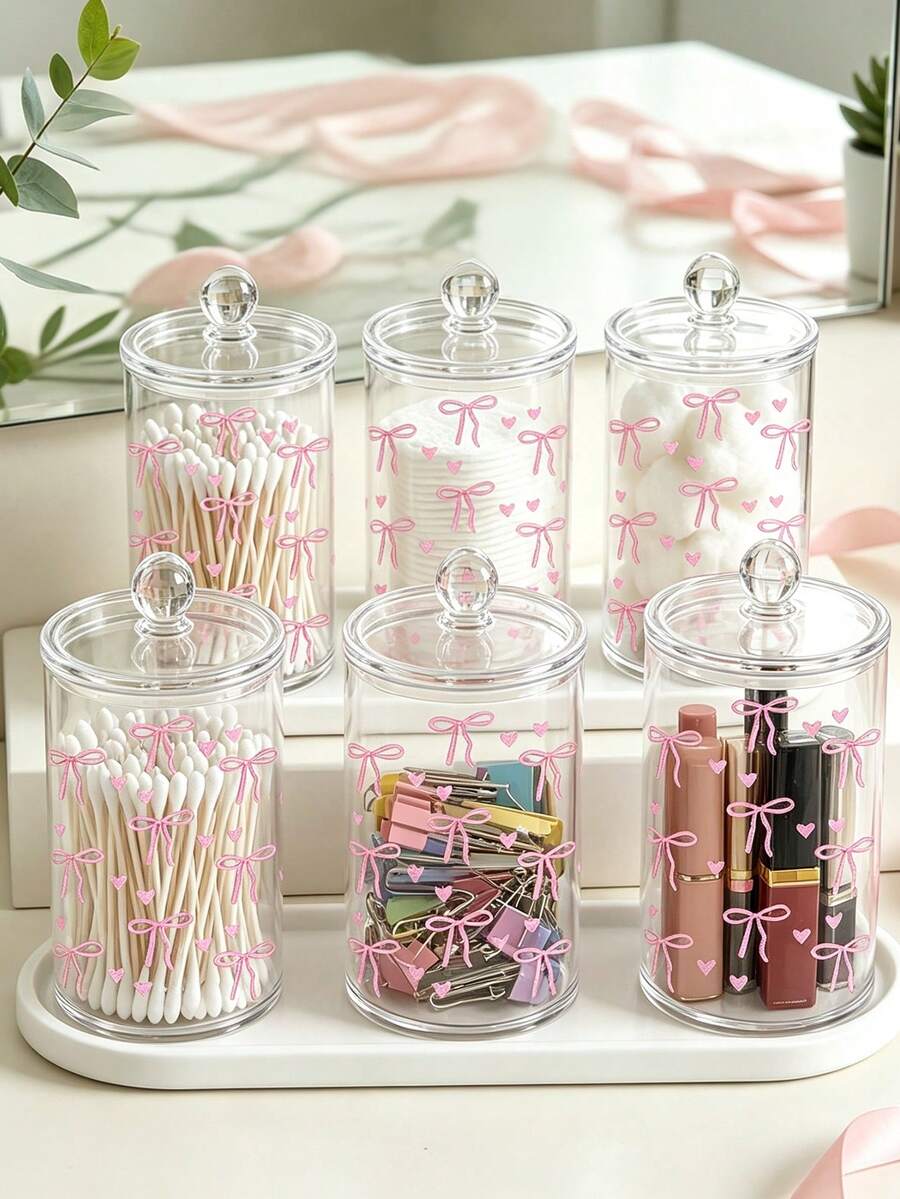 Bow-Adorned Storage Box-Ideal For Organizing Beauty Products Or Displaying Items On Your Desk. It Features A Transparent Design For Easy Visibility And Makes A Perfect Gift For Women For Christmas, Halloween, Or Thanksgiving. - Multicolor - View 1