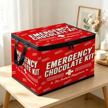 1pc 2DFat Thickened Foldable Zipper Storage Box With Fun Text All-Over Print Design, Suitable For Storing Clothes, Bedding, Nail Tools, Holiday Items, Fits Under Bed, Suitable For Book Organization, Car Trunk Storage, Cosmetics, Hair Styling Tools, Office, Home Organization, Blankets, Daily Small Items Large Capacity Storage, Wardrobe Placement And Moving Packing, Zipper Closure Secure Reinforced Handle Durable - Multi-color - View 2
