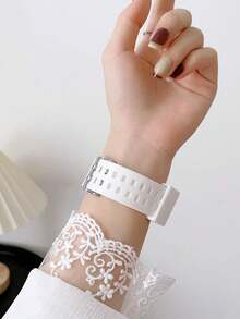 Compatible With Apple Watch 1/2/3/4/5/6 Smart Watch Band And Case Integrated Silicone Strap - White - View 2