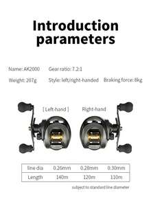 OKUMA AK Series,7.2:1 Gear Ratio,2+1 Ball Bearing,18LB Max Drag,Baitcasting Reel,For Freshwater Saltwater - Multicolor - View 4