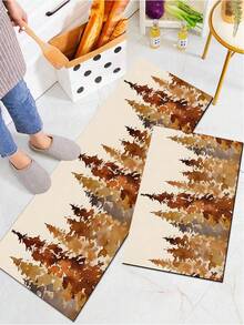 1/2pcs Christmas Kitchen Decor Rugs, Christmas Tree Pattern Design, Winter Kitchen Rugs And Mats, Non-Slip Washable Absorbent Kitchen Accessories Decor Mats, Christmas Holiday Gifts! - Multicolor - View 8