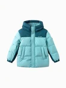 Balabala Kids Thick Padded Coat Warm Soft Outerwear Loose Jacket For Boys Girls Winter Daily Outfit - Blue Tint - View 4