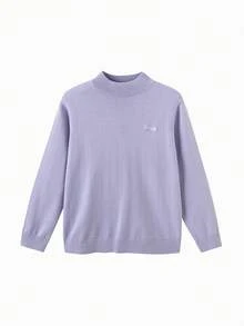 Balabala Tween Girl Skin‑Friendly Knit Sweater Soft Pullover Jumper Casual Top For Boys Girls Winter Daily Wear - Purple - View 4