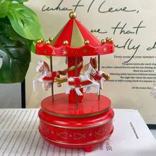 1pc Christmas Rotating Carousel Music Box, Birthday Gift Creative Cake Decoration - Merry-go-round - View 8