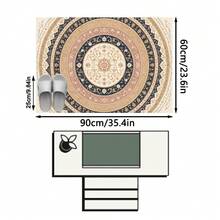 1PC Round Floral Pattern Faux Cashmere Machine Washable Area Rug, European Classical Palace Style Vintage Luxury Soft Rectangular Carpet, Living Room Bedroom Home Decor, All Season Use, Aesthetic Home Decoration - Multicolor - View 16