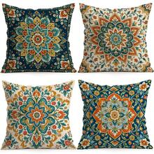 4pcs/1pc Vintage European Floral Mandala Pattern Pillow Covers, Single-Sided Printed Pillow Covers, Suitable For Living Room Bedroom Home Decor, All Season Pillow Covers - Multicolor - View 1