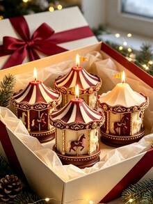 1pc Fantasy Theme Asymmetrical Rotating Carousel Silicone Candle Mold, Reusable And Easy Release, Suitable For Scented Candles, Plaster, Epoxy Resin Crafts, Creative Rocking Candle Shape, Home Desktop Decor, Candle Making Mold, Suitable For DIY Enthusiasts, Christmas, New Year, Thanksgiving, Halloween - A - View 3