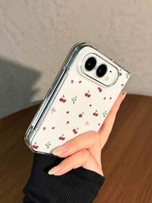 Cherry Print Phone Case, Cute Bow Pattern Transparent PC Hard Case, Slim Scratch-Resistant Protective Cover Compatible With Iphone Duo - Multicolor - View 3