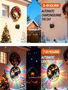 2pcs Christmas Solar Mandala Projection Wall Lights, LED Christmas Wall Lights, Outdoor Projection Lights, Suitable For Garden, Patio, Fence, Home, Party, Porch, Railing, Wall, Stairs, Hallway, Steps And Christmas Decoration - Mandala Wall Sconce - View 6