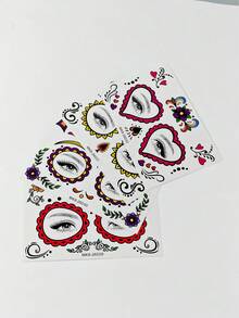 6pcs Colorful Butterfly Snowflake Temporary Face Tattoo Stickers, Fairy Ice Princess Face Decoration Tattoos, Waterproof Face & Body Stickers, Suitable For Halloween, EDM Party, Cosplay, Music Festival Makeup - Multicolor - View 7