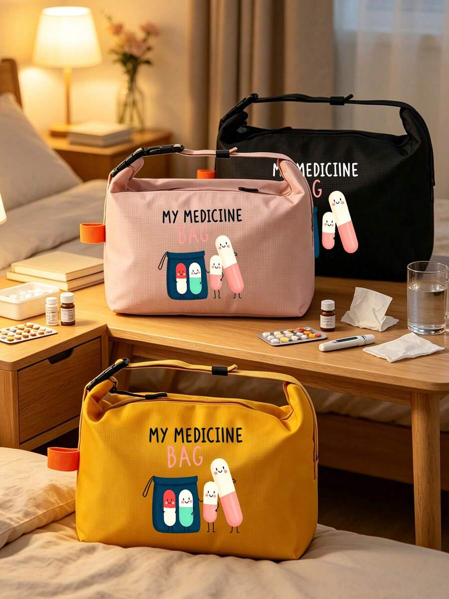 Large Capacity Medical Themed Handbag, Medicine Bag Pattern, Compact Pill Organizer And First Aid Kit, Daily Portable Medication Storage Solution, Multi-Functional Portable Travel Organizer Bag For Storing Medicine, Toiletries, Cosmetics, Data Cables; Combines Medical Bag And Handbag Functions, Suitable For Business, Vacation, Camping, Dorm, Daily And Home Use, Nurse's Day Gift, Christmas Gift. - Multicolor - View 1