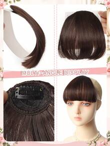 5 Inch Straight Bangs Hair Extension, With BB Clip, Heat-Resistant Synthetic Fiber Clip-In Bangs, No Sideburns, Natural Straight Front Bangs, Suitable For Women's Daily, Holiday And Wedding Wear - Multicolor - View 3