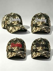 1pc Gothic Men Camo Hat 'Daddy' Embroidered Hats For Men Adjustable Baseball Cap Perfect For Hiking, Mountain Climbing, Traveling, And Sun Protection - Camouflage - View 8