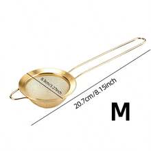 1/3pcs Stainless Steel Kitchen Flour Sifter, Residue Filter, Multi-Functional Kitchen Tool, Suitable For Juicing, Tea Filtering, Flour, Soy Milk, Etc. Kitchen Accessories, Powdered Sugar Tea Fine Mesh Strainer, Japanese Matcha Powder Sifter. - Gold - View 13