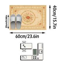1PC Red Pomegranate Floral Pattern Faux Cashmere Machine Washable Area Rug, European Vintage Style Rectangular Soft Carpet, Living Room Bedroom Home Decor, All Season Use, Aesthetic Home Decoration - Multicolor - View 16