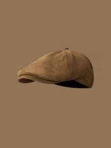 OBOVAY 1pc Men's Suede Vintage Newsboy Cap, Autumn New Artistic Forward Cap, Suitable For Daily Street Wear - Suede Baseball Cap - View 8