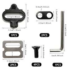 2-Bolt MTB Bike Cleats Set, SPD-Compatible Cycling Shoe Cleats With Complete Mounting Hardware, Bolts, Plates, Washers & Allen Key - Black - View 3