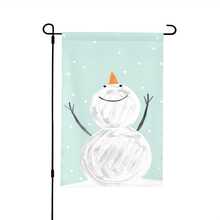 1pc Garden Flag, Light Blue Background Simple Hand Drawn Smiling Snowman Snowflake Art Print Garden Flag For Front Yard Lawn Patio Outdoor Decor (Flag Stand Not Included) - A - View 1