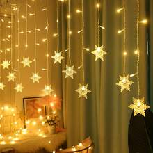 1PC 96 LED Snowflake Curtain String Light, USB Powered Fairy Hanging Light String, 8 Lighting Modes, Large Snowflake Ice Bar Light, Suitable For Indoor, Living Room, Party, Wedding, Wall, Winter, Christmas, Home Atmosphere Light - Warm Light - Curtain Lights - View 2