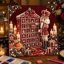 Handmade Pearl Painting Set - Suitable For Desktop Or Wall Decoration, Vintage Christmas Nutcracker Santa Scene, Canvas Art With Beads, Various Designs For Christmas Decoration Gifts (7.8in*7.8in) - Christmas Set - View 1