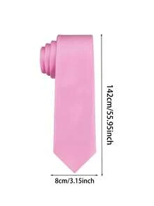 1pc Men's Pink Diagonal Ribbed Tie 8cm Hand-Tied Casual Solid Color Necktie - Light Pink - View 5