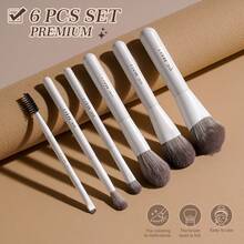 BS-MALL 6PCS Travel Makeup Brush Set Soft Velvet Synthetic Small Cosmetic Brush Complete Function Cosmetic Brushes Kit - White - View 2