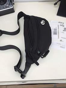 Street Style Unisex Print Sling Crossbody Bag, Water Resistant Nylon Waist Fanny Pack, Portable Chest Bag For Hiking Shopping - Black - View 4