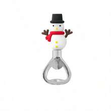 1pc Christmas Snowman, Reindeer, Christmas Tree Bottle Opener, Soft Silicone Cartoon Beer Bottle Opener, Holiday Party Small Gift, Kitchen Gadget - Multicolor - View 9