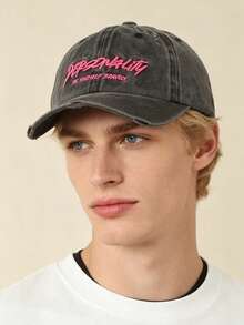 1pc Letter Casual Polyester Embroidered UV Protection Windproof Decorative Washed Baseball Cap Spring Summer - Letter Embroidery - View 3