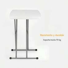 Mesa de Servicio Plegable 76 * 49 cm con Altura Ajustable en 8 Niveles, Mesa Portátil Multiusos para Jardín, Hogar, Lavandería y Mini Escritorio, Uso Interior y Exterior - Blanco - Ver 2